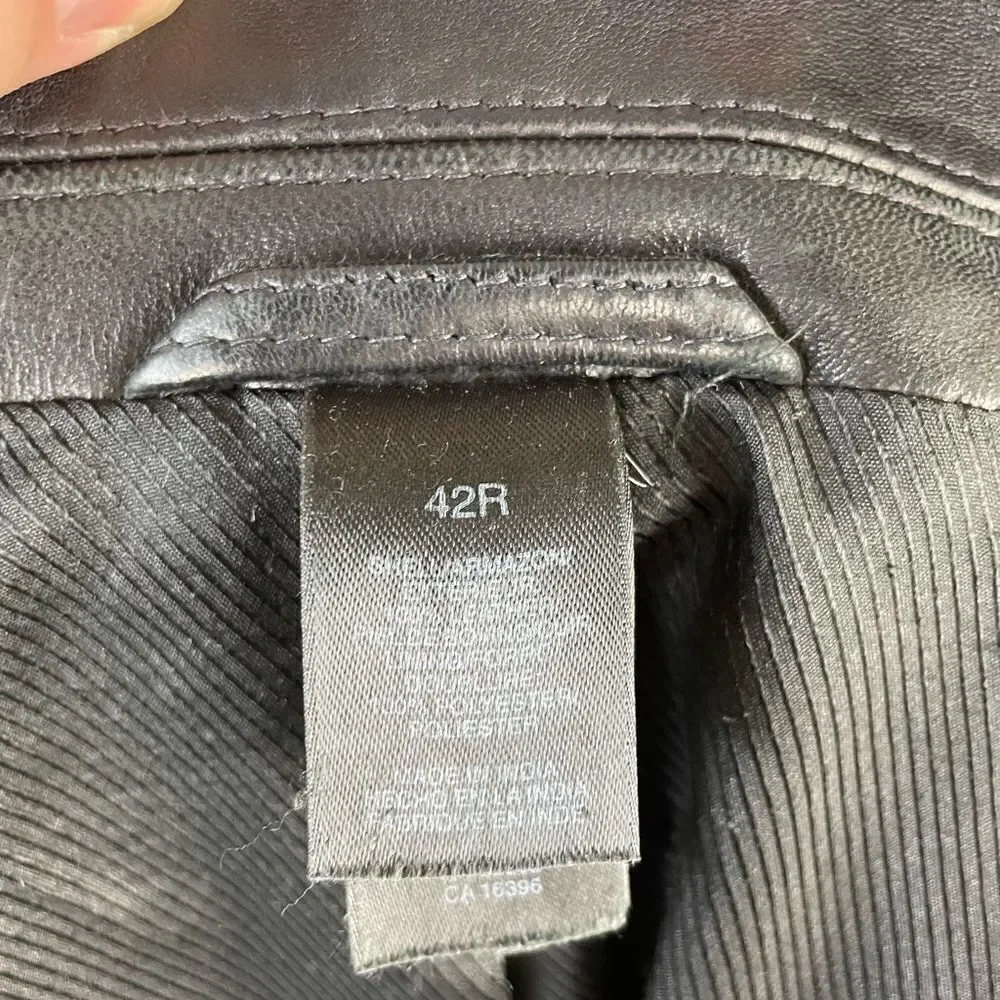 Claiborne Black Leather Jacket Size 42R EUC